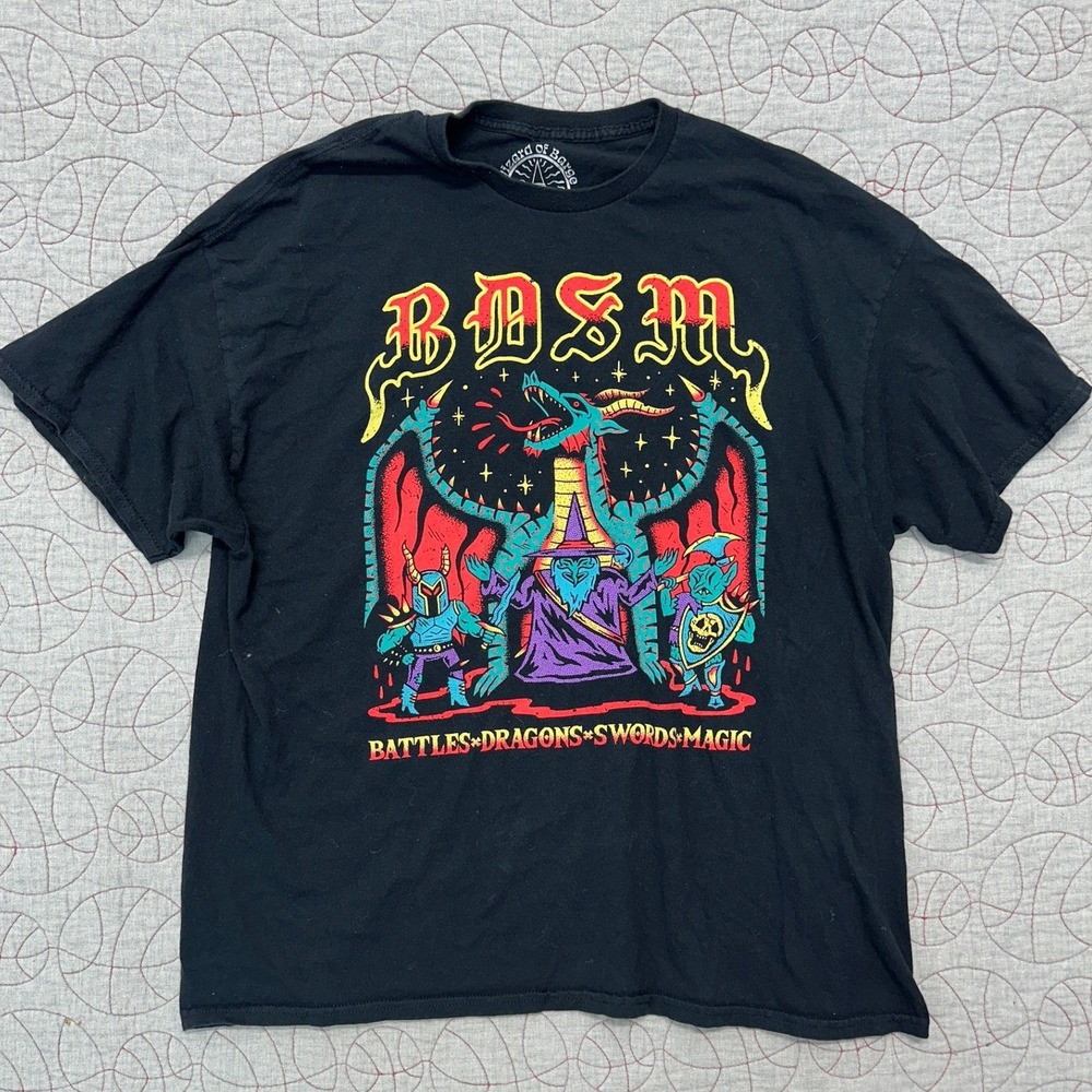 Wizard of Barge T-Shirt Black Battles Dragons Swords Magic / Mens 2XL
